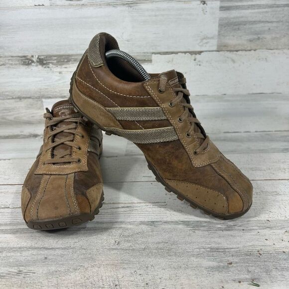 Sketchers Mens Oxford Lace-Up Leather Sneakers Brown Size 10 - Picture 6 of 9